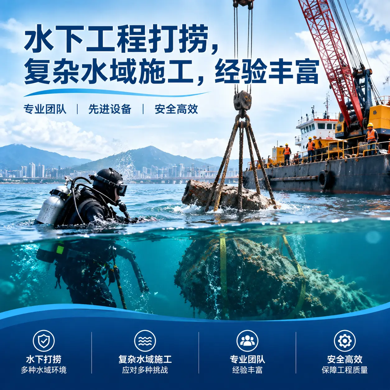 水下工程打捞，复杂水域施工，经验丰富北屯